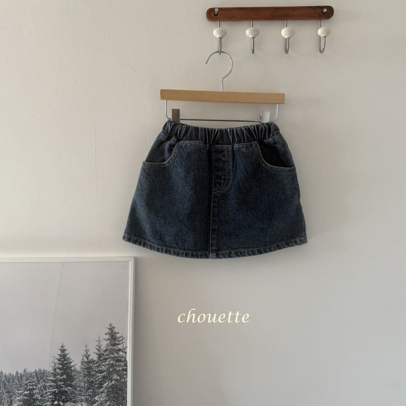 Chouette - Korean Children Fashion - #kidzfashiontrend - Heart Denim Fleece Skirt