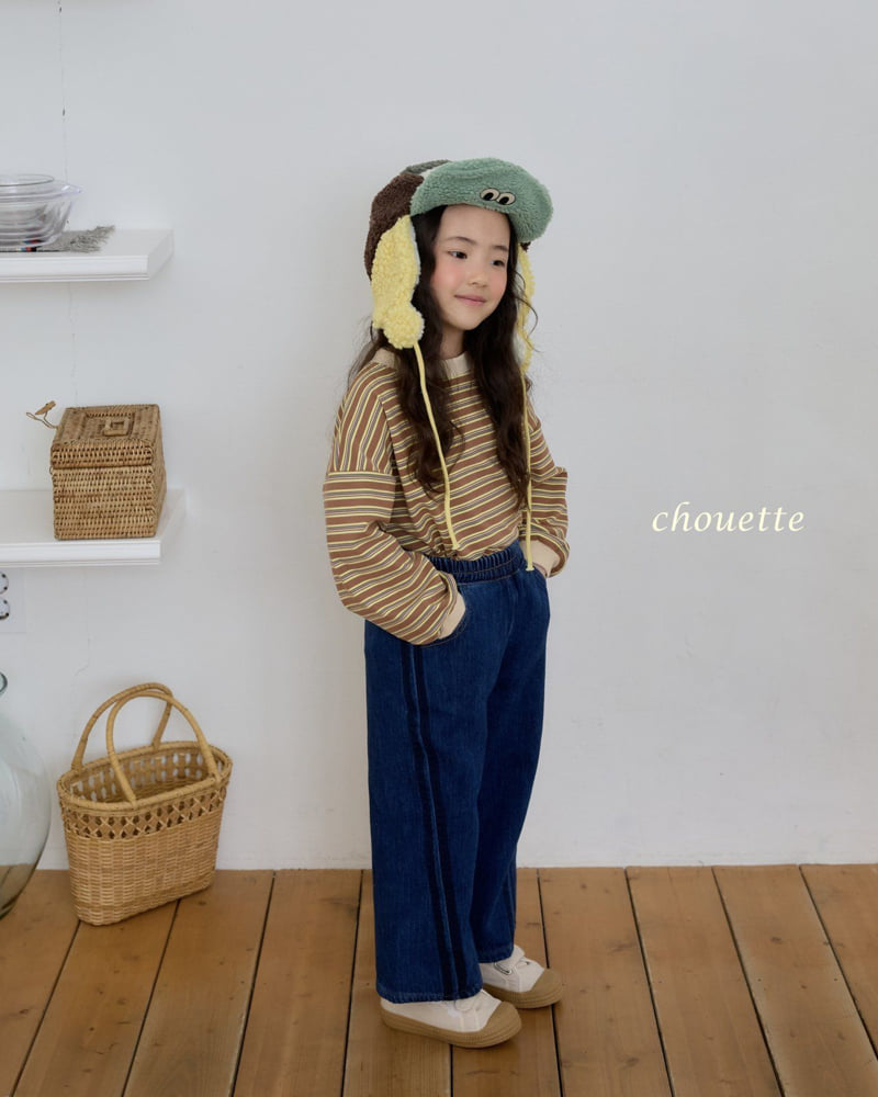 Chouette - Korean Children Fashion - #kidzfashiontrend - Curve Tape Double Denim Pants - 8
