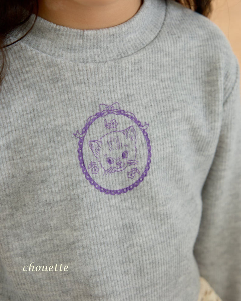 Chouette - Korean Children Fashion - #littlefashionista - Love Cat Fleece Tee - 10