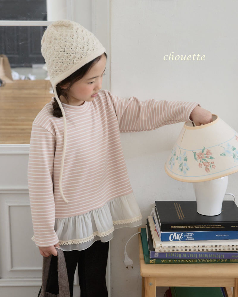 Chouette - Korean Children Fashion - #littlefashionista - Striped Frill Tee - 7