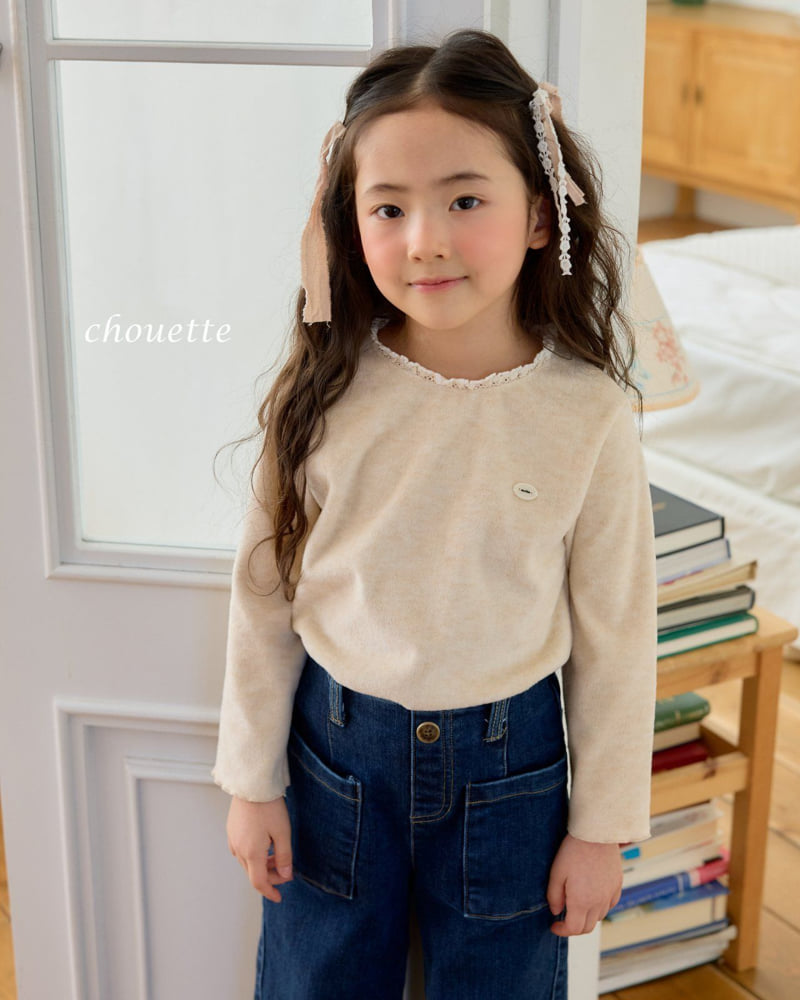 Chouette - Korean Children Fashion - #stylishchildhood - Lace Latte Tee - 3