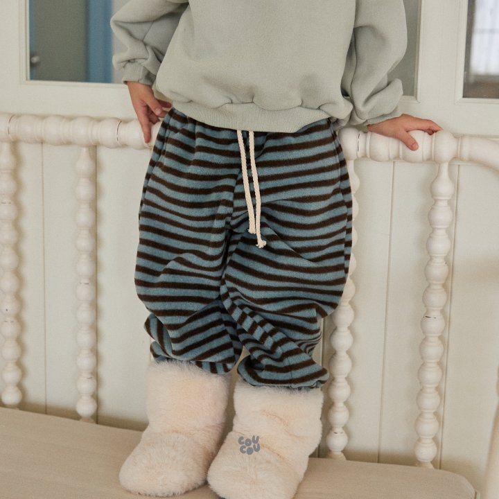 Cou Cou - Korean Children Fashion - #Kfashion4kids - Stripe Fleece Pants - 6