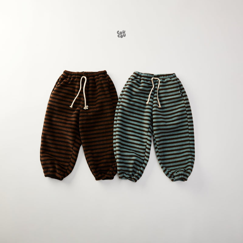 Cou Cou - Korean Children Fashion - #childofig - Stripe Fleece Pants - 12