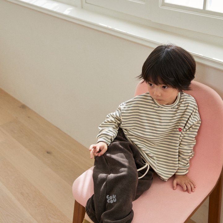 Cou Cou - Korean Children Fashion - #childofig - Stripe Soft Span Tee - 10