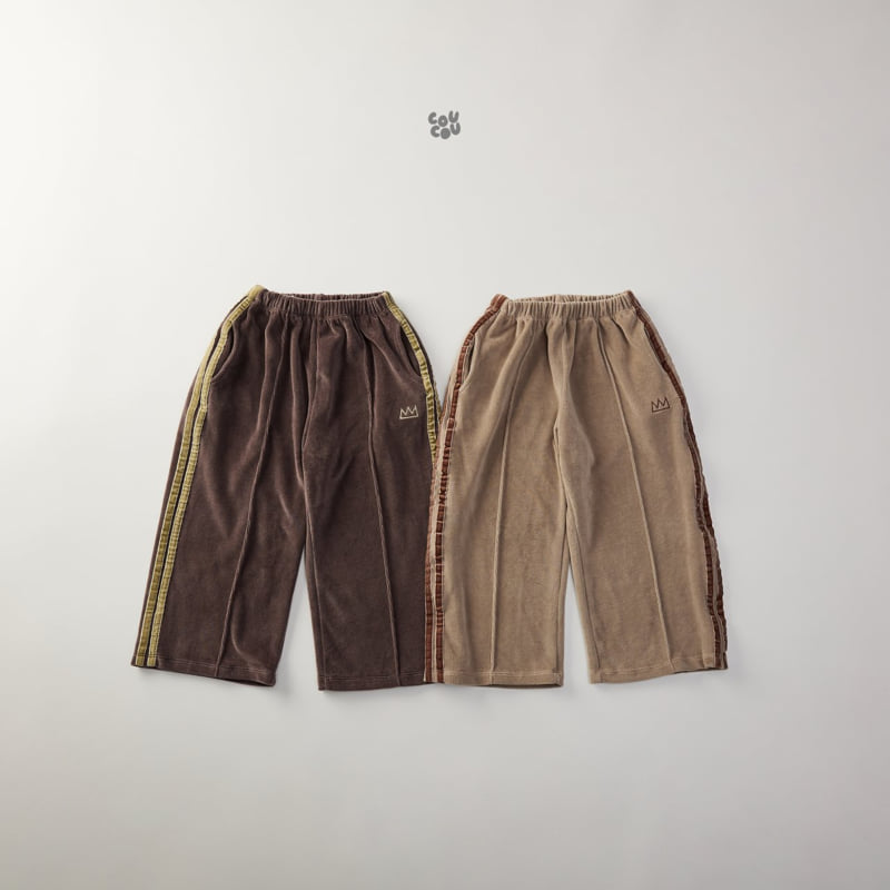 Cou Cou - Korean Children Fashion - #childrensboutique - Velour Tape Pants - 12