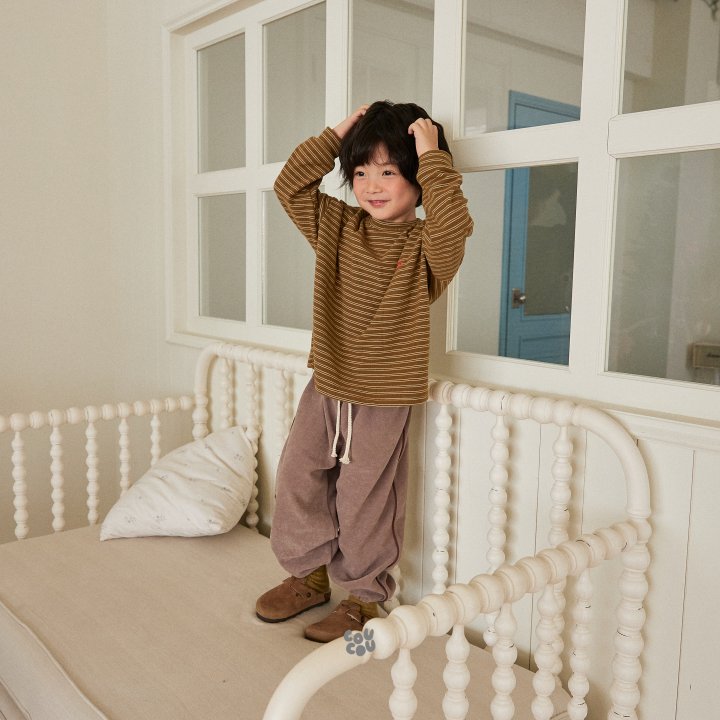 Cou Cou - Korean Children Fashion - #childrensboutique - Velour Piping Pants - 7