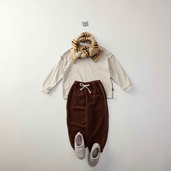 Cou Cou - Korean Children Fashion - #designkidswear - Velour Piping Pants - 8