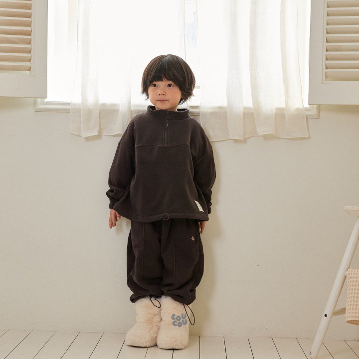 Cou Cou - Korean Children Fashion - #kidsshorts - Fleece Half Zip Anorak - 2