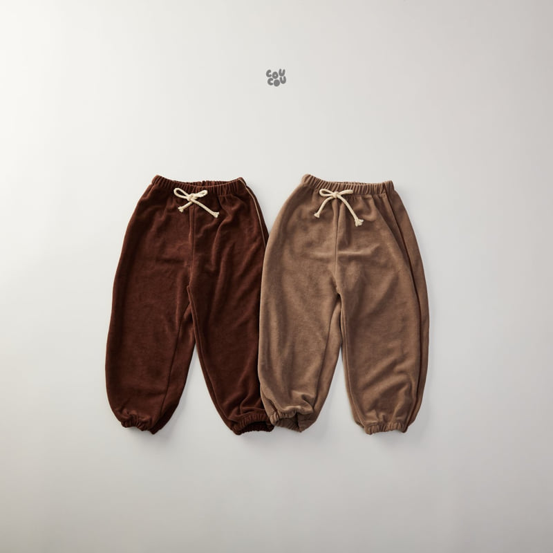 Cou Cou - Korean Children Fashion - #kidsstore - Velour Piping Pants - 12