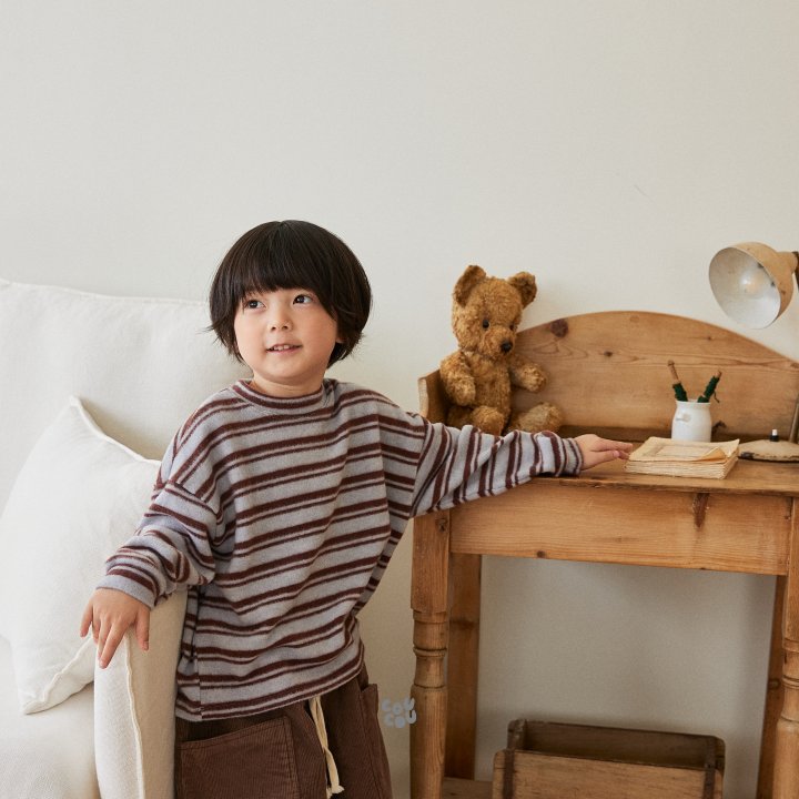 Cou Cou - Korean Children Fashion - #kidsstore - Stripe Knit Tee - 9