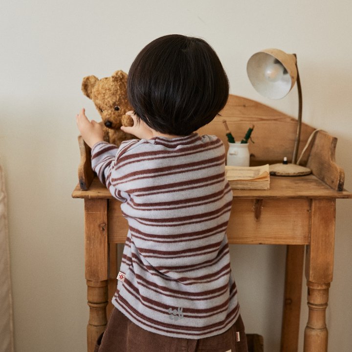 Cou Cou - Korean Children Fashion - #kidzfashiontrend - Stripe Knit Tee - 10