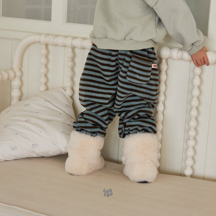 Cou Cou - Korean Children Fashion - #kidzfashiontrend - Stripe Fleece Pants - 5