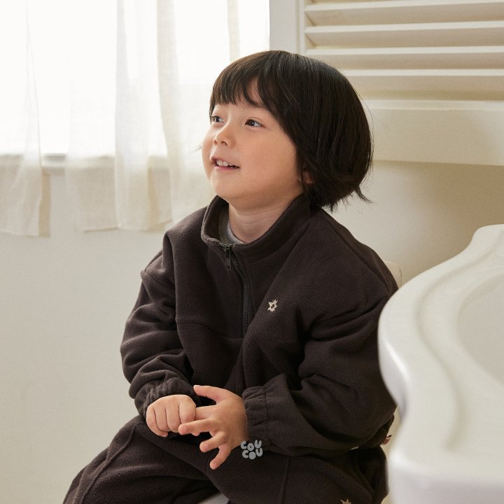 Cou Cou - Korean Children Fashion - #kidsstore - Fleece Half Zip Anorak - 4