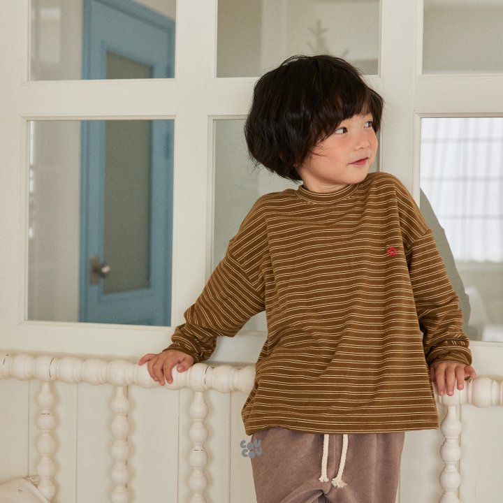 Cou Cou - Korean Children Fashion - #littlefashionista - Stripe Soft Span Tee - 5