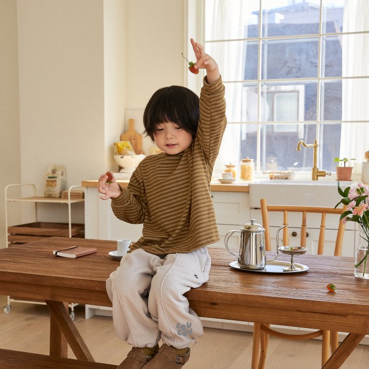 Cou Cou - Korean Children Fashion - #minifashionista - Stripe Soft Span Tee - 7