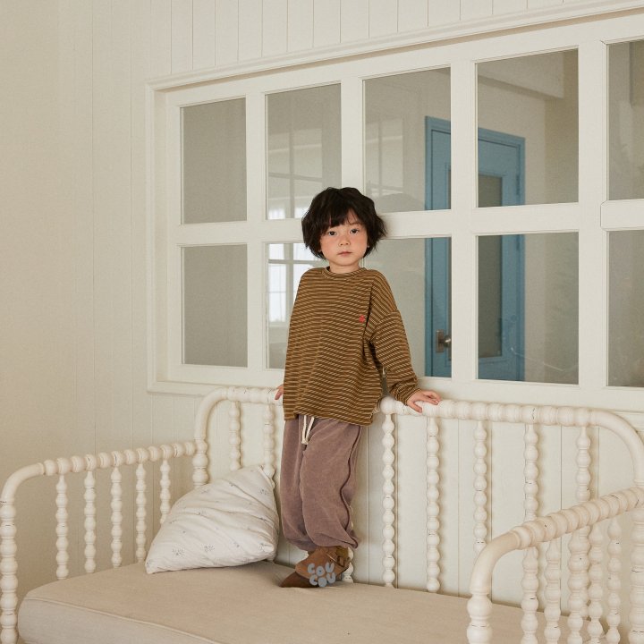 Cou Cou - Korean Children Fashion - #prettylittlegirls - Velour Piping Pants - 2