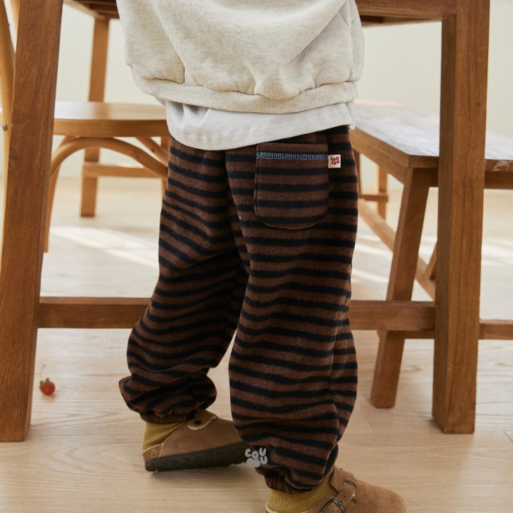 Cou Cou - Korean Children Fashion - #prettylittlegirls - Stripe Fleece Pants - 10