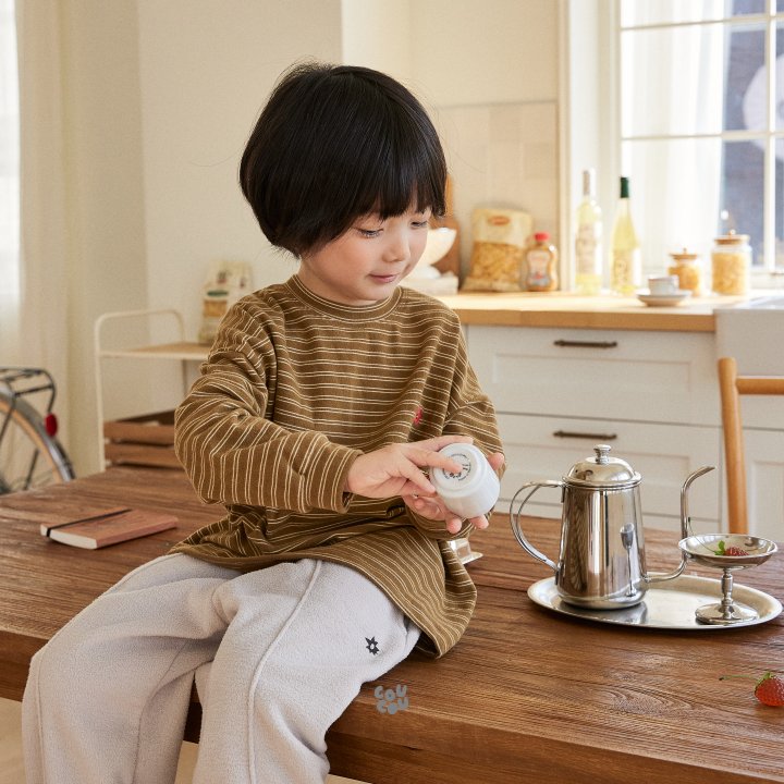 Cou Cou - Korean Children Fashion - #prettylittlegirls - Stripe Soft Span Tee - 8