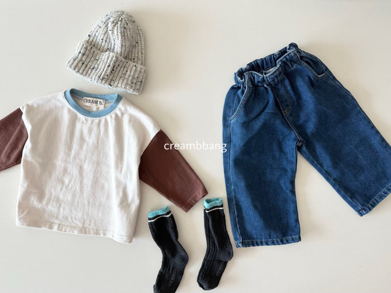 Cream Bbang - Korean Children Fashion - #Kfashion4kids - Peach Fleece Sleeve Color Block Tee - 6