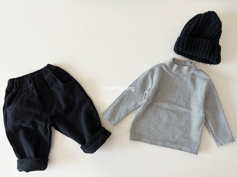 Cream Bbang - Korean Children Fashion - #stylishchildhood - Fleece Stripe Half Turtleneck Tee - 4