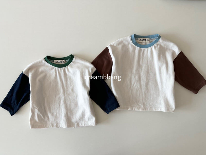 Cream Bbang - Korean Children Fashion - #childofig - Peach Fleece Sleeve Color Block Tee - 11