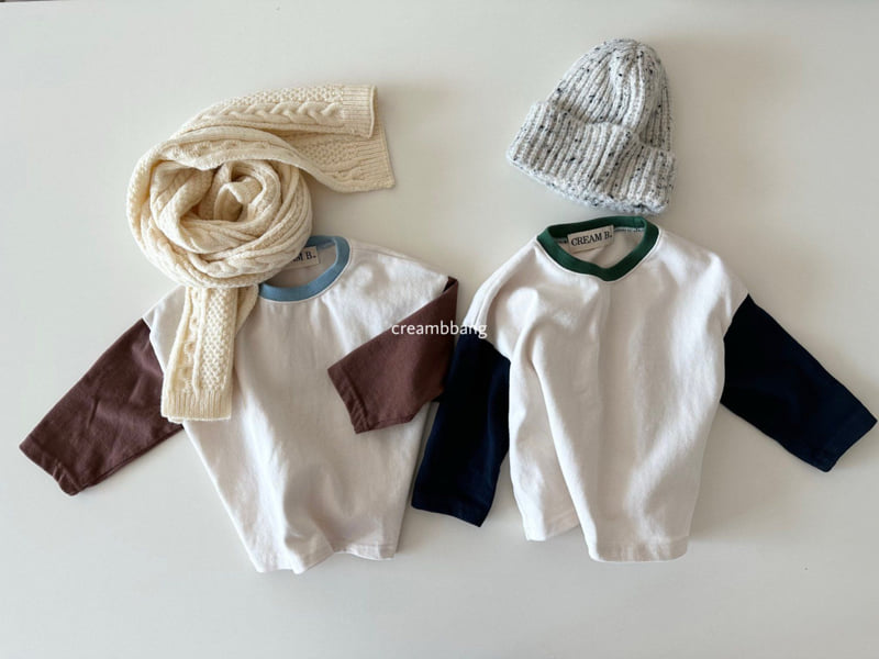 Cream Bbang - Korean Children Fashion - #childofig - Peach Fleece Sleeve Color Block Tee - 12