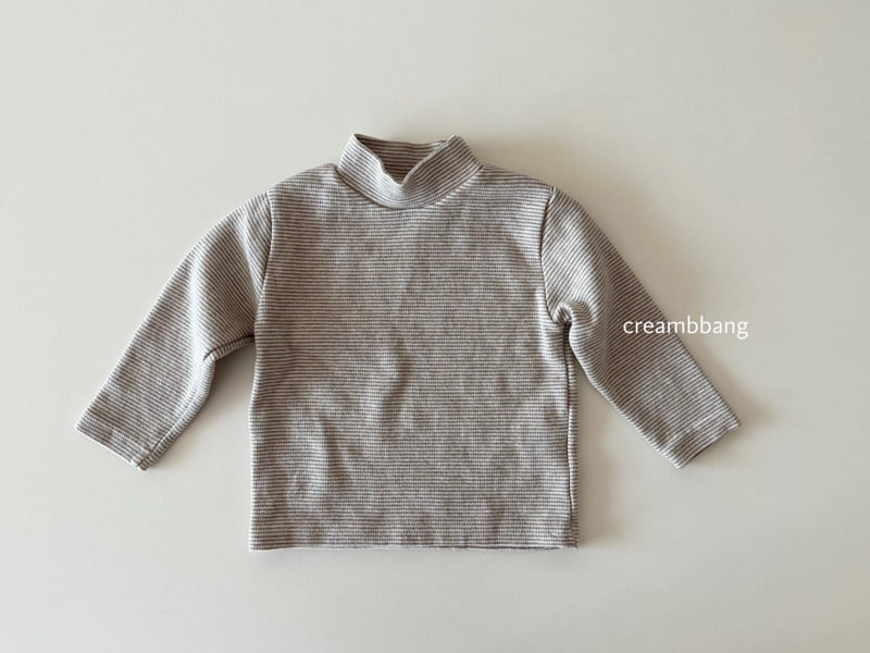 Cream Bbang - Korean Children Fashion - #childrensboutique - Fleece Stripe Half Turtleneck Tee - 5