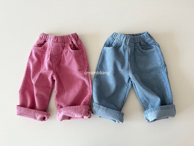 Cream Bbang - Korean Children Fashion - #designkidswear - Vivid Corduroy Wide Pants