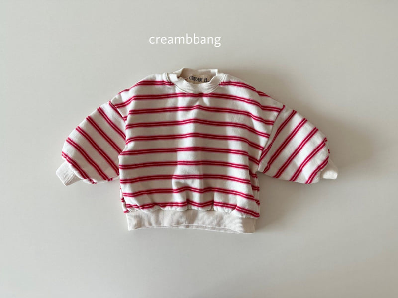 Cream Bbang - Korean Children Fashion - #designkidswear - Cream Fleece Stripe Sweatshirt - 3