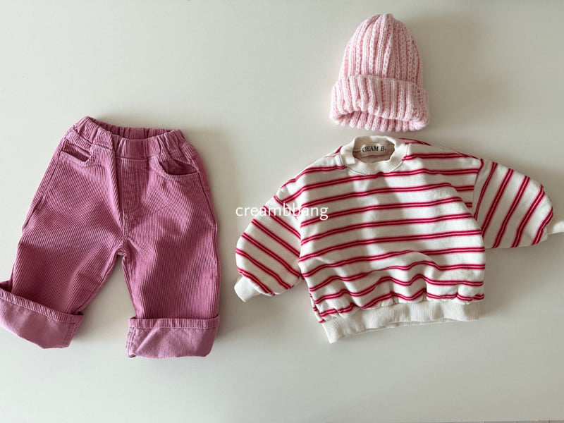 Cream Bbang - Korean Children Fashion - #fashionkids - Cream Fleece Stripe Sweatshirt - 5