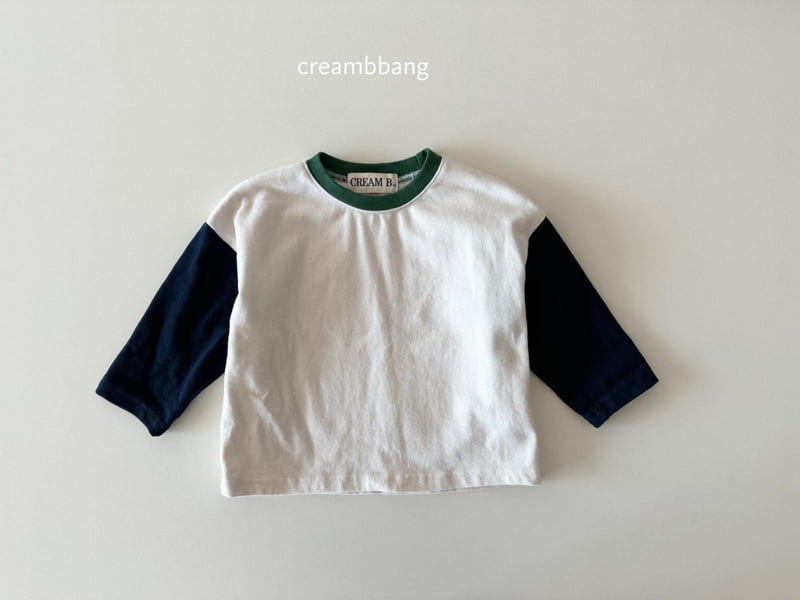 Cream Bbang - Korean Children Fashion - #kidsshorts - Peach Fleece Sleeve Color Block Tee - 3