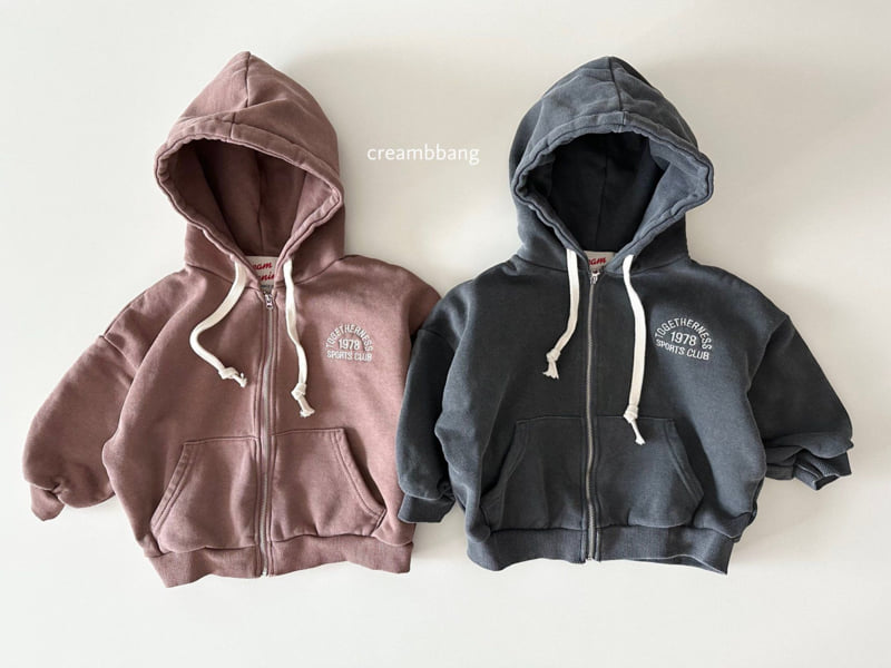 Cream Bbang - Korean Children Fashion - #kidsstore - Fleece Embroidery Hoodie Zip-up (Junior)