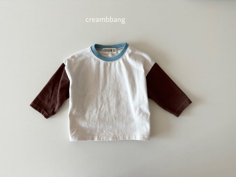 Cream Bbang - Korean Children Fashion - #kidsshorts - Peach Fleece Sleeve Color Block Tee - 4