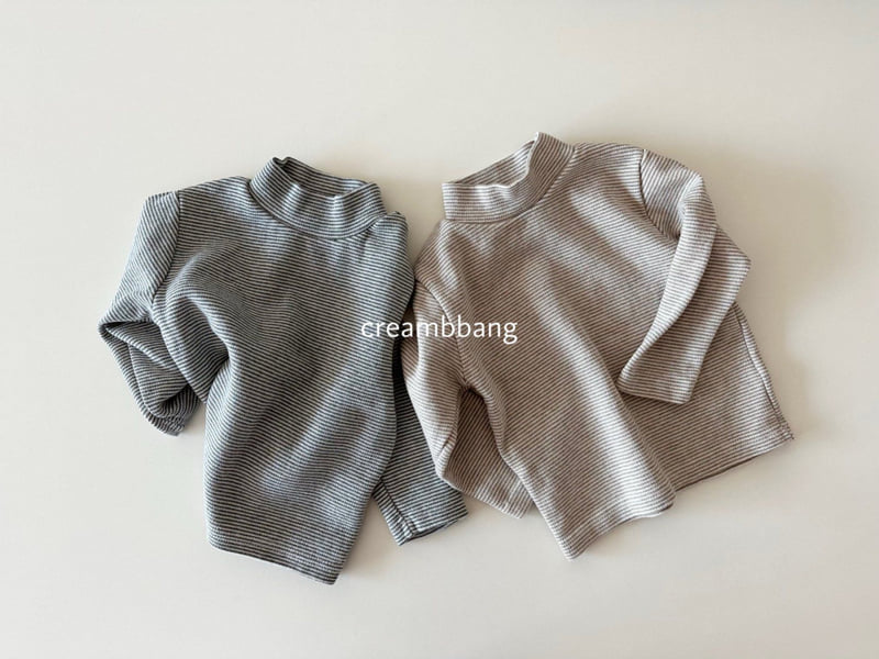 Cream Bbang - Korean Children Fashion - #kidzfashiontrend - Fleece Stripe Half Turtleneck Tee - 11