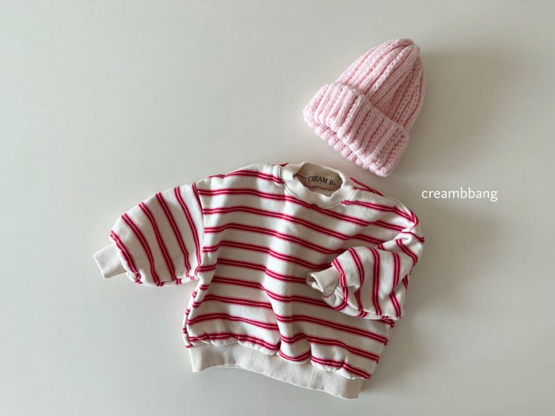 Cream Bbang - Korean Children Fashion - #littlefashionista - Cream Fleece Stripe Sweatshirt - 10