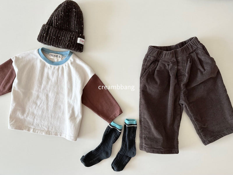 Cream Bbang - Korean Children Fashion - #minifashionista - Peach Fleece Sleeve Color Block Tee - 9