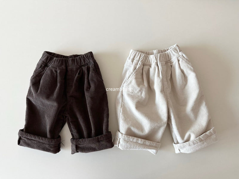 Cream Bbang - Korean Children Fashion - #prettylittlegirls - Fleece Corduroy Two Tuck Wide Pants