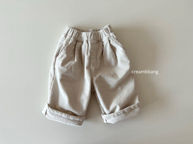 Cream Bbang - Korean Children Fashion - #toddlerclothing - Fleece Corduroy Two Tuck Wide Pants - 3