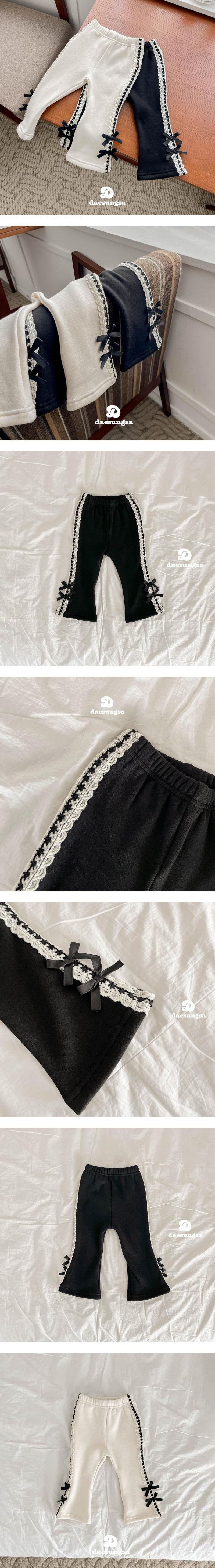 Dae Sung Sa - Korean Children Fashion - #kidsshorts - Brushed Tape Ribbon Bootcut Pants