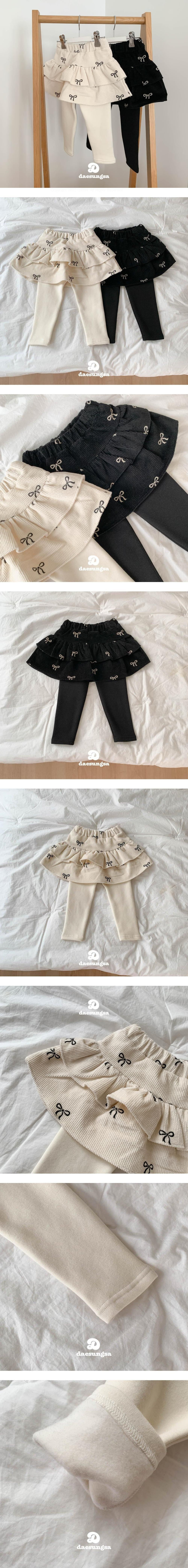 Dae Sung Sa - Korean Children Fashion - #kidzfashiontrend - Fleece Ribbon Corduroy Tiered Leggings Skirt