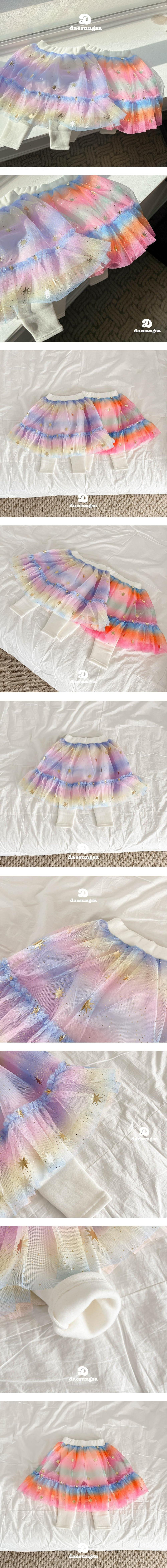 Dae Sung Sa - Korean Children Fashion - #littlefashionista - Brushed Rainbow Star Tutu Skirted Leggings