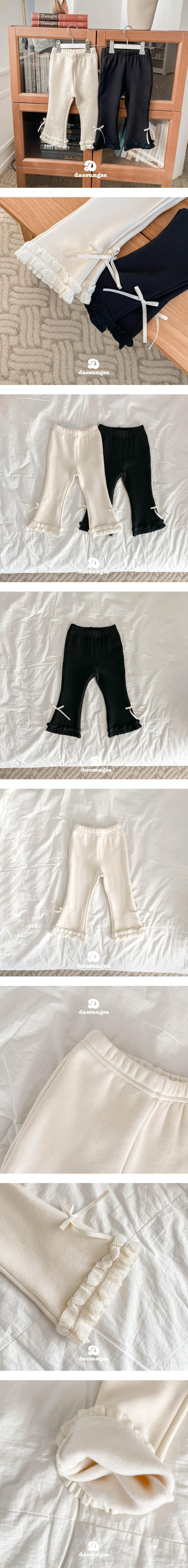 Dae Sung Sa - Korean Children Fashion - #magicofchildhood - Brushed Lace Ribbon Bootcut Pants