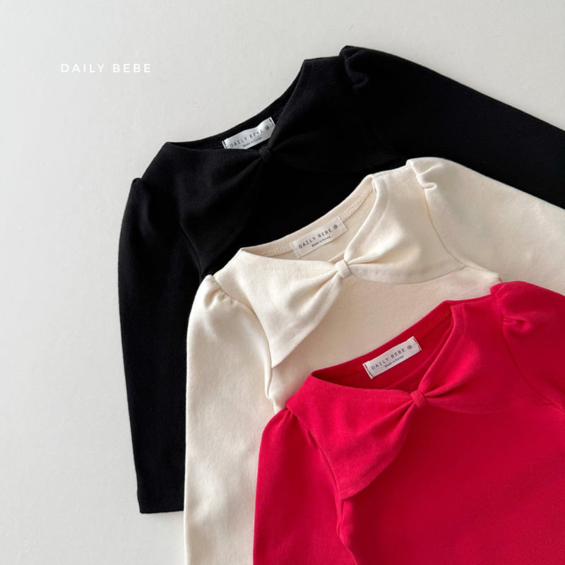 Daily Bebe - Korean Children Fashion - #childofig - Ribbon Shoulder Tee - 3