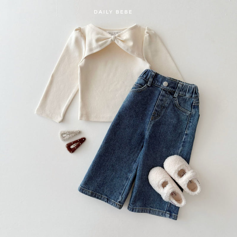 Daily Bebe - Korean Children Fashion - #childofig - Ribbon Shoulder Tee - 4