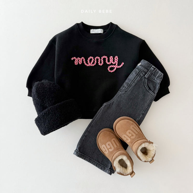 Daily Bebe - Korean Children Fashion - #childrensboutique - Embroidered Merry Sweatshirt - 12