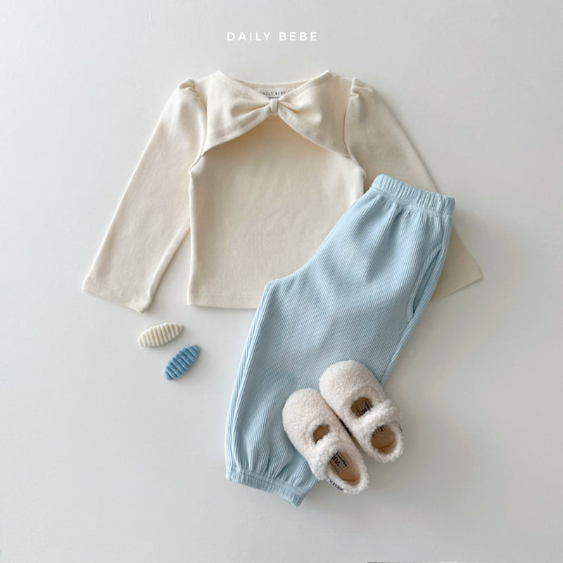 Daily Bebe - Korean Children Fashion - #fashionkids - Ribbon Shoulder Tee - 7