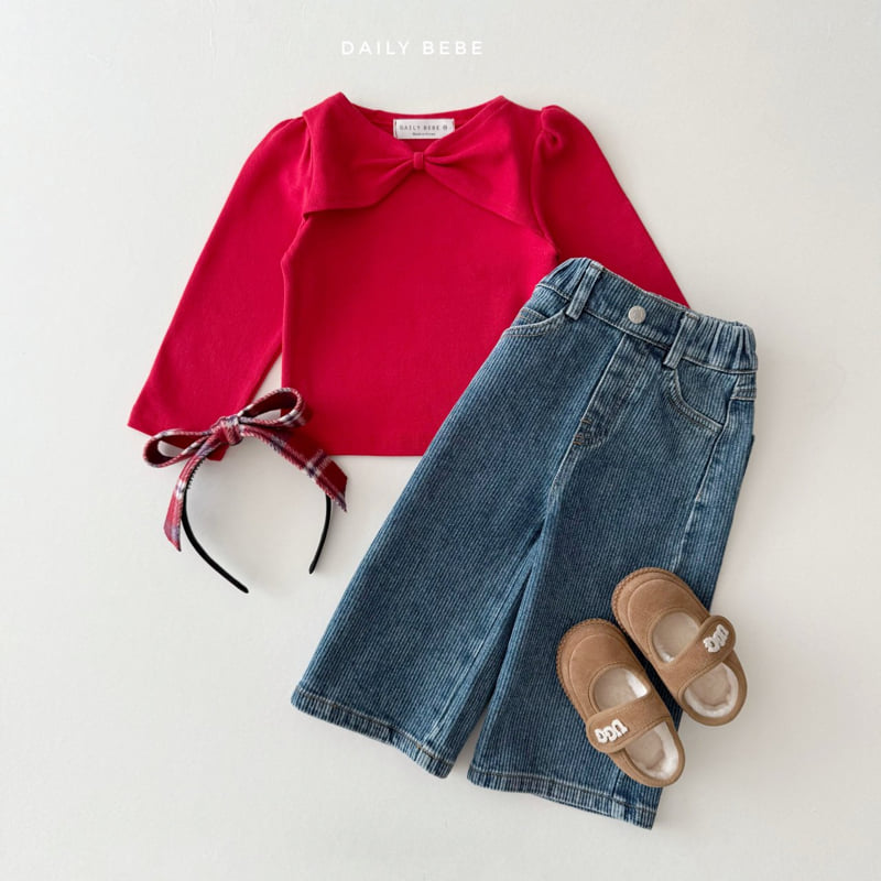 Daily Bebe - Korean Children Fashion - #littlefashionista - Ribbon Shoulder Tee - 12
