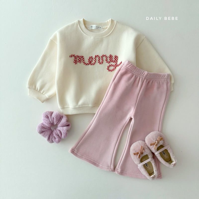Daily Bebe - Korean Children Fashion - #minifashionista - Embroidered Merry Sweatshirt - 6