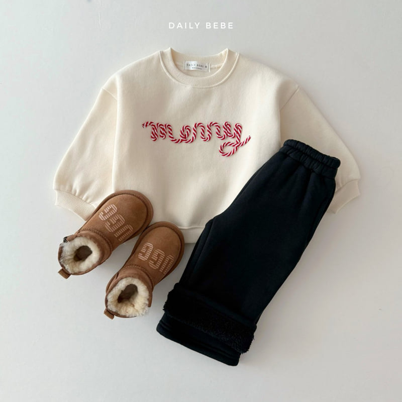 Daily Bebe - Korean Children Fashion - #stylishchildhood - Embroidered Merry Sweatshirt - 10