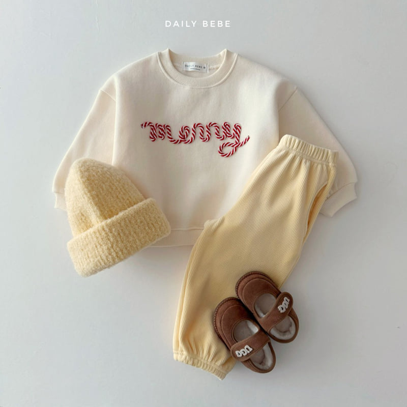 Daily Bebe - Korean Children Fashion - #todddlerfashion - Embroidered Merry Sweatshirt - 8